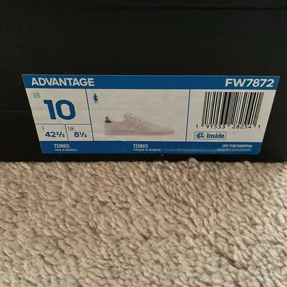 adidas Advantage White and Green Women's Sneakers - Picture 2 of 5